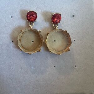 J. Crew Elegant Gold and Red Drop Earrings